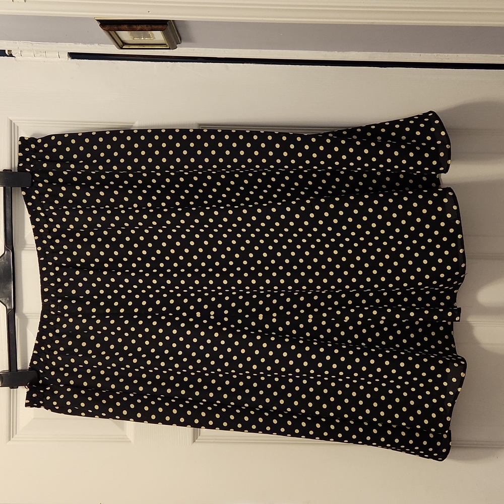 Black/cream polka dot gored skirt